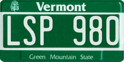 VT license plate LSP980