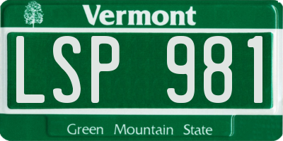 VT license plate LSP981