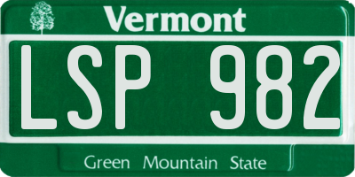 VT license plate LSP982