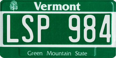 VT license plate LSP984