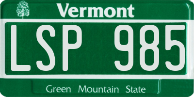 VT license plate LSP985
