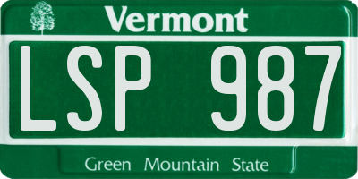 VT license plate LSP987