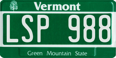 VT license plate LSP988