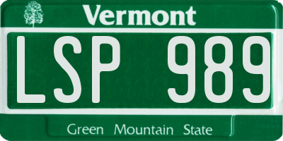 VT license plate LSP989