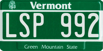 VT license plate LSP992