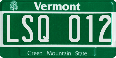 VT license plate LSQ012