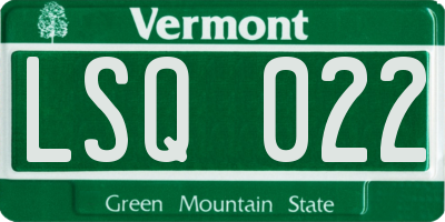 VT license plate LSQ022