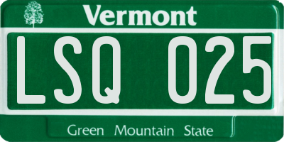 VT license plate LSQ025