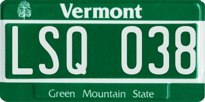 VT license plate LSQ038