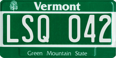 VT license plate LSQ042