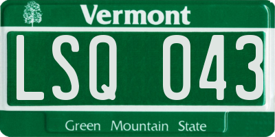 VT license plate LSQ043