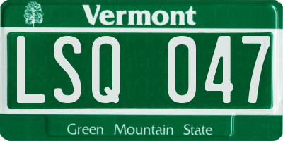 VT license plate LSQ047