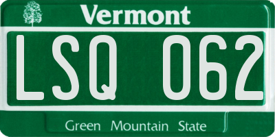 VT license plate LSQ062