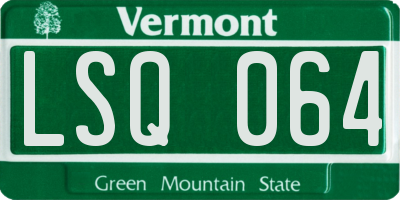 VT license plate LSQ064