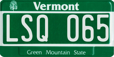 VT license plate LSQ065
