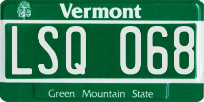 VT license plate LSQ068