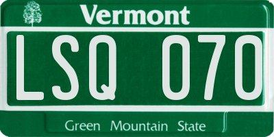 VT license plate LSQ070