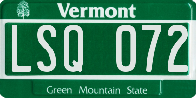 VT license plate LSQ072