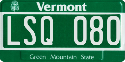VT license plate LSQ080