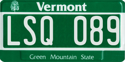 VT license plate LSQ089