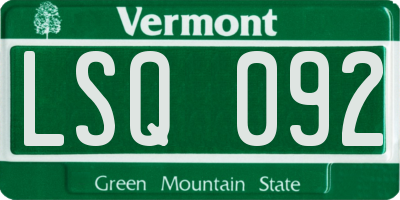 VT license plate LSQ092