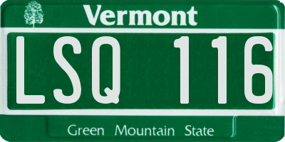 VT license plate LSQ116