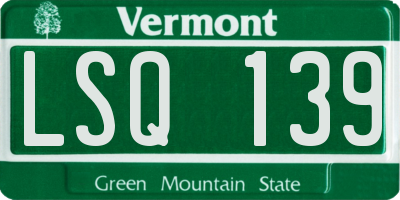 VT license plate LSQ139