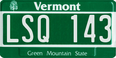 VT license plate LSQ143