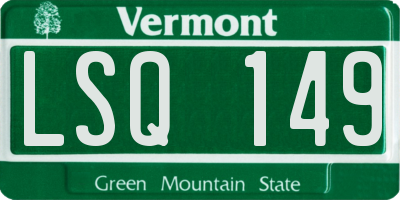 VT license plate LSQ149