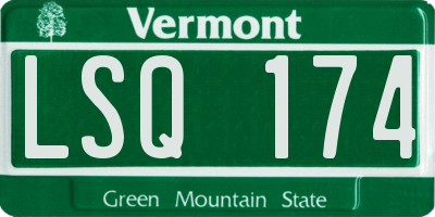 VT license plate LSQ174