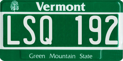 VT license plate LSQ192