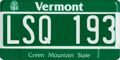 VT license plate LSQ193