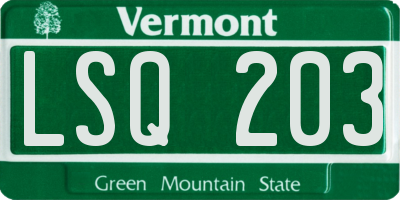 VT license plate LSQ203