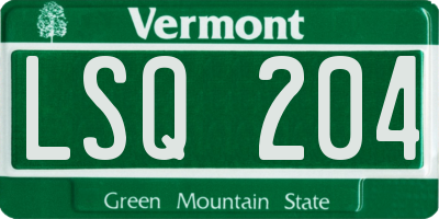 VT license plate LSQ204