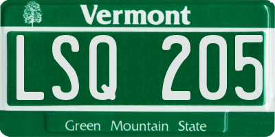 VT license plate LSQ205