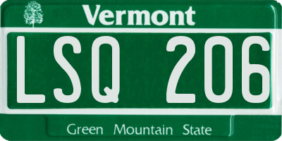 VT license plate LSQ206