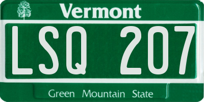 VT license plate LSQ207