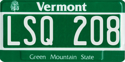 VT license plate LSQ208