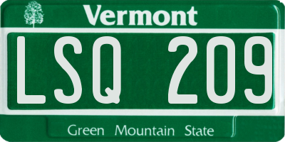VT license plate LSQ209