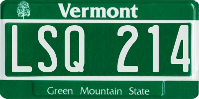 VT license plate LSQ214