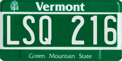 VT license plate LSQ216