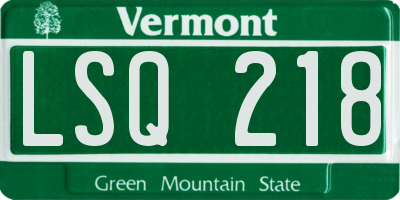 VT license plate LSQ218