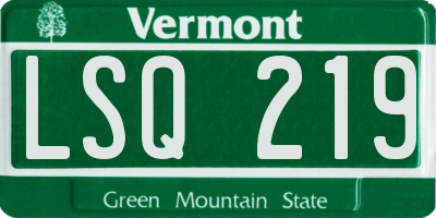 VT license plate LSQ219
