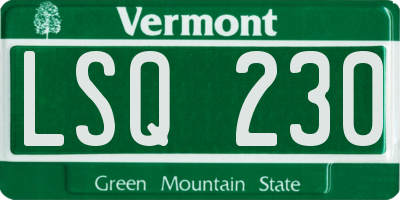 VT license plate LSQ230