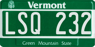 VT license plate LSQ232