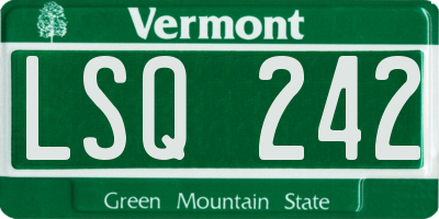 VT license plate LSQ242