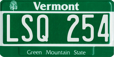 VT license plate LSQ254