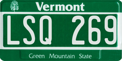 VT license plate LSQ269