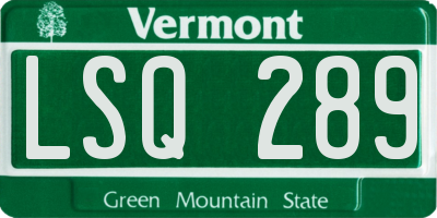 VT license plate LSQ289