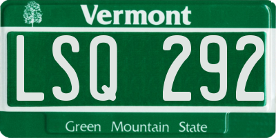 VT license plate LSQ292